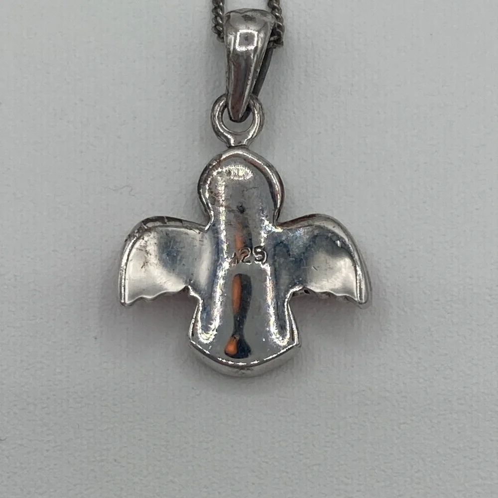 The ORIGINAL SILVER & TIMEPIECES Sterling Silver Angel Pink Wings Necklace